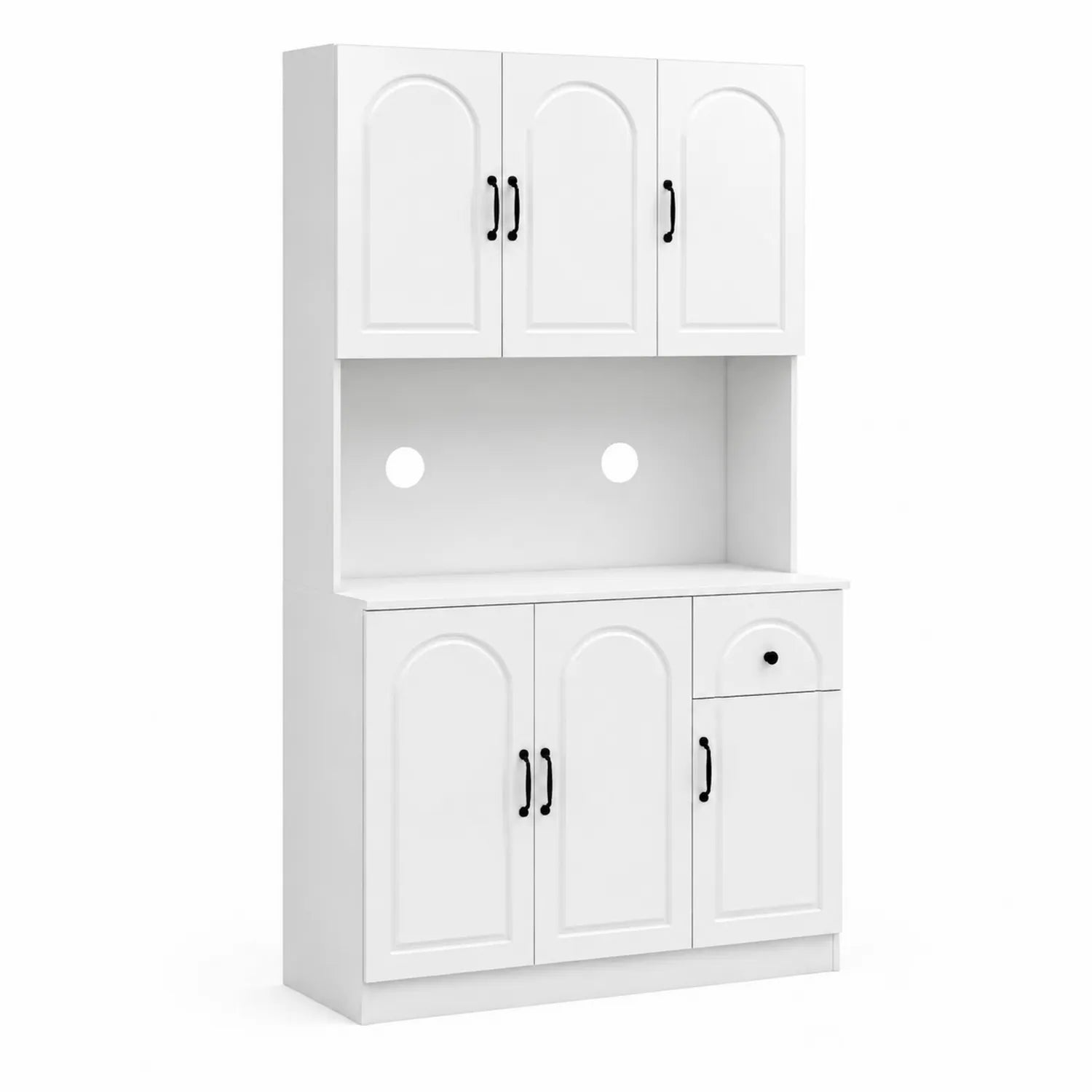Buffet de cuisine blanc à 6 portes en bois composite