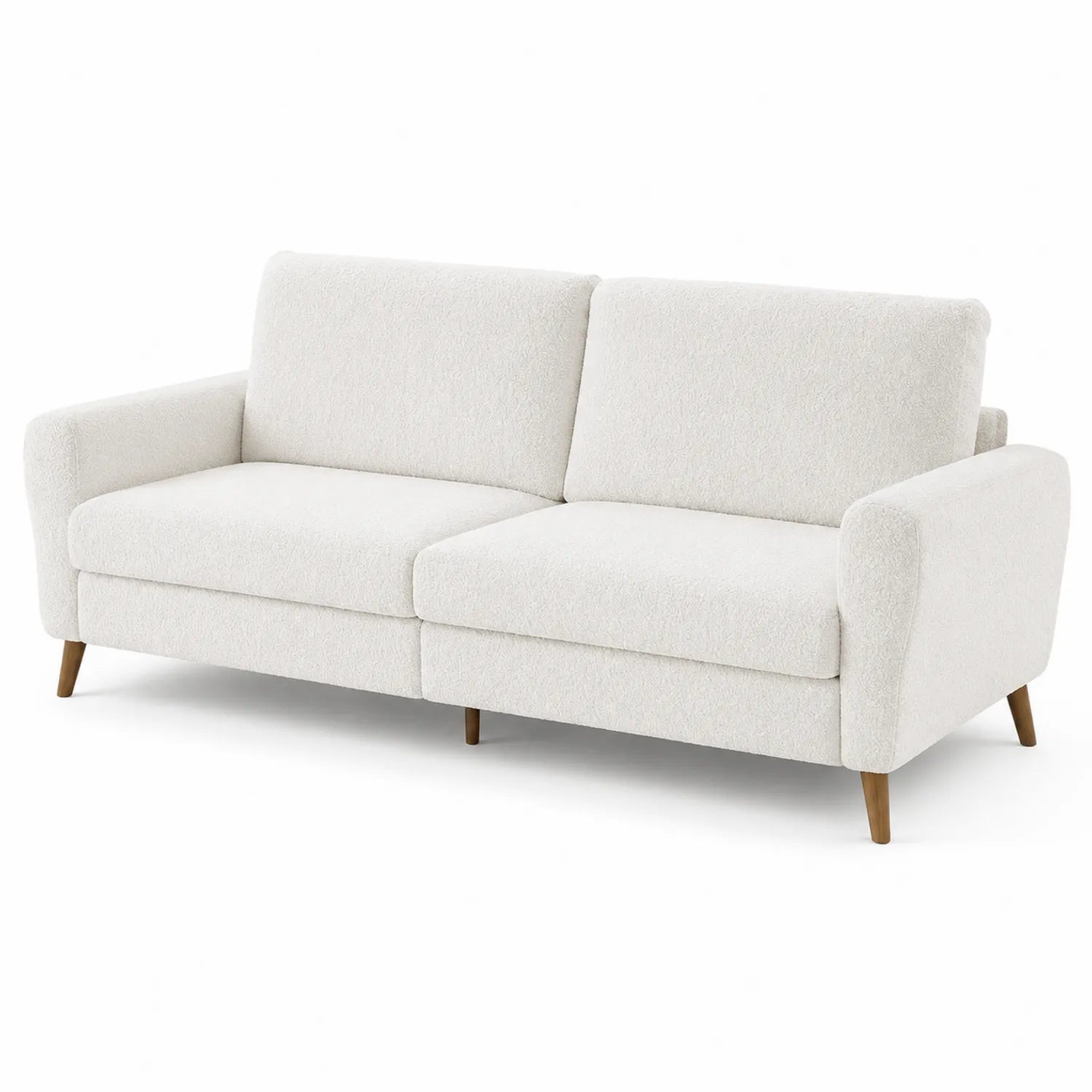 Canapé 3 places en tissu bouclé blanc 210 cm