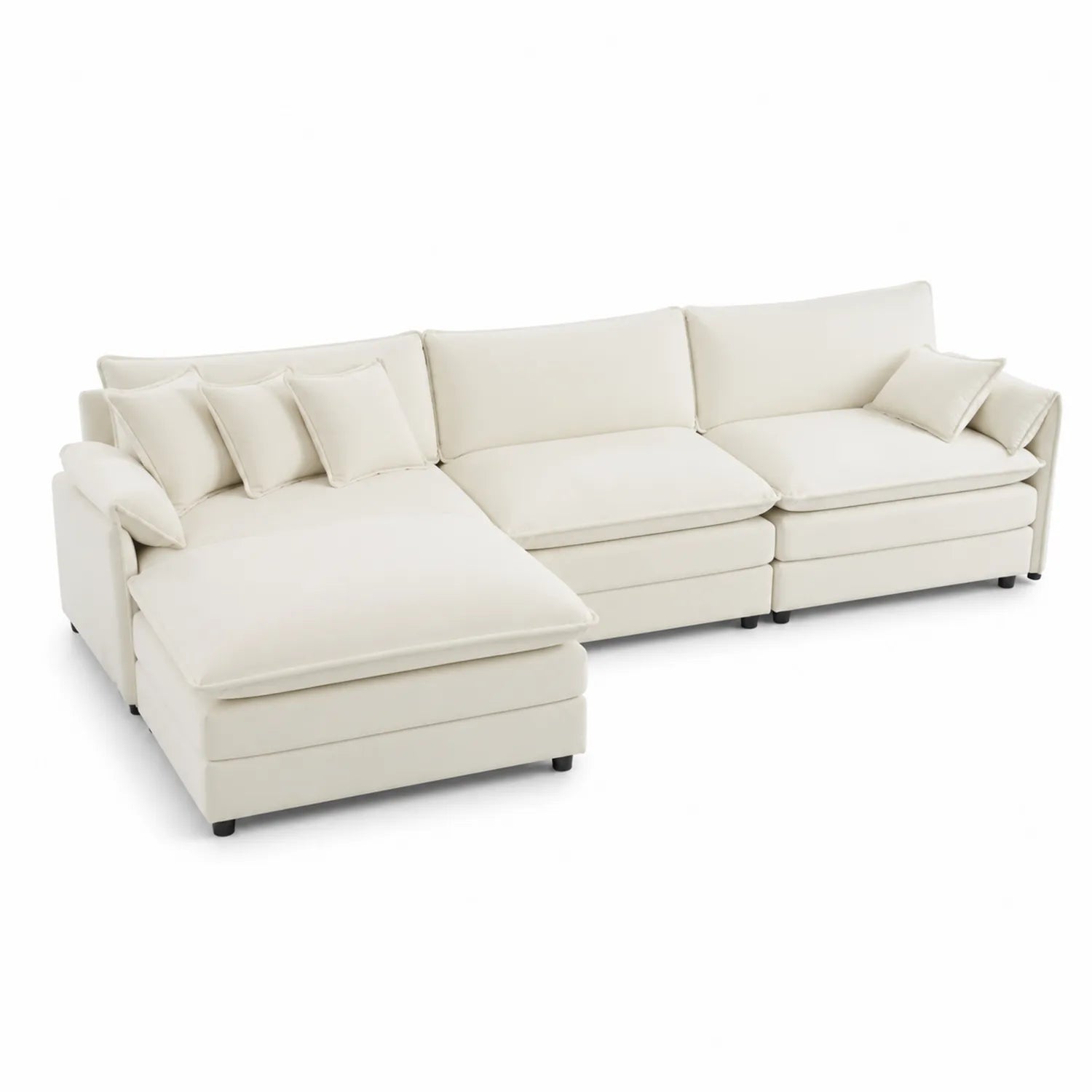 Canapé d'angle en tissu polyester Beige