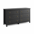 Commode 6 tiroirs en bois Noir 140x40x80 cm
