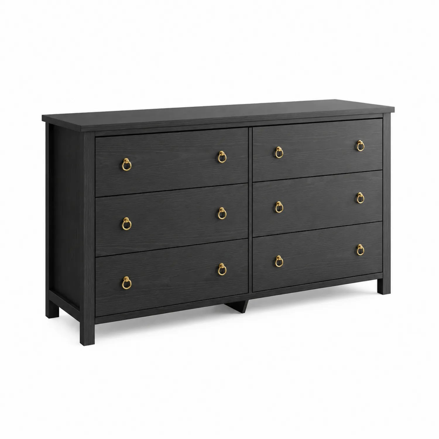 Commode 6 tiroirs en bois Noir 140x40x80 cm