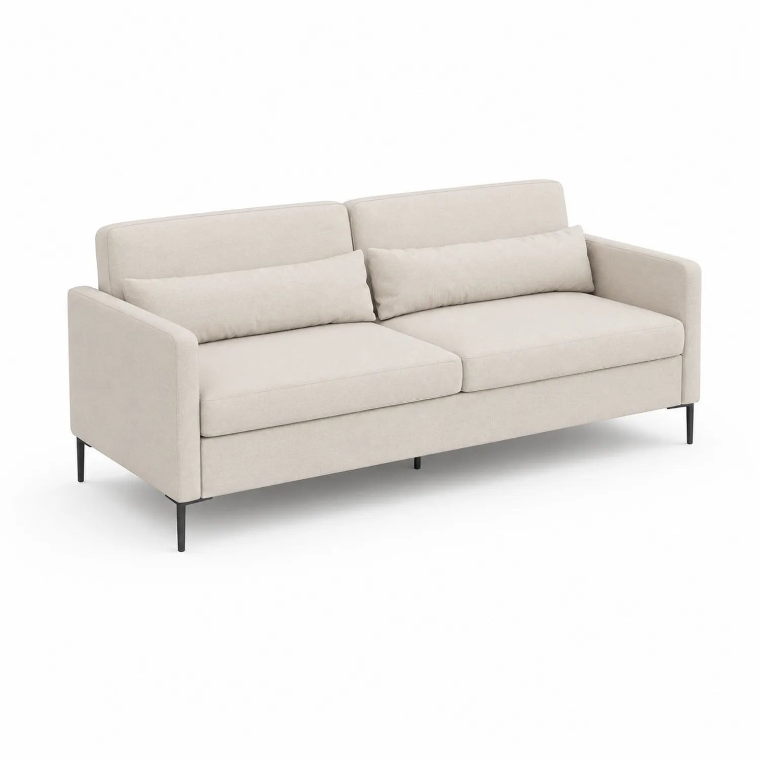 Canapé 3 places tissu beige pieds métal