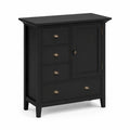 Buffet en Bois Noir avec 4 Tiroirs et 1 Porte