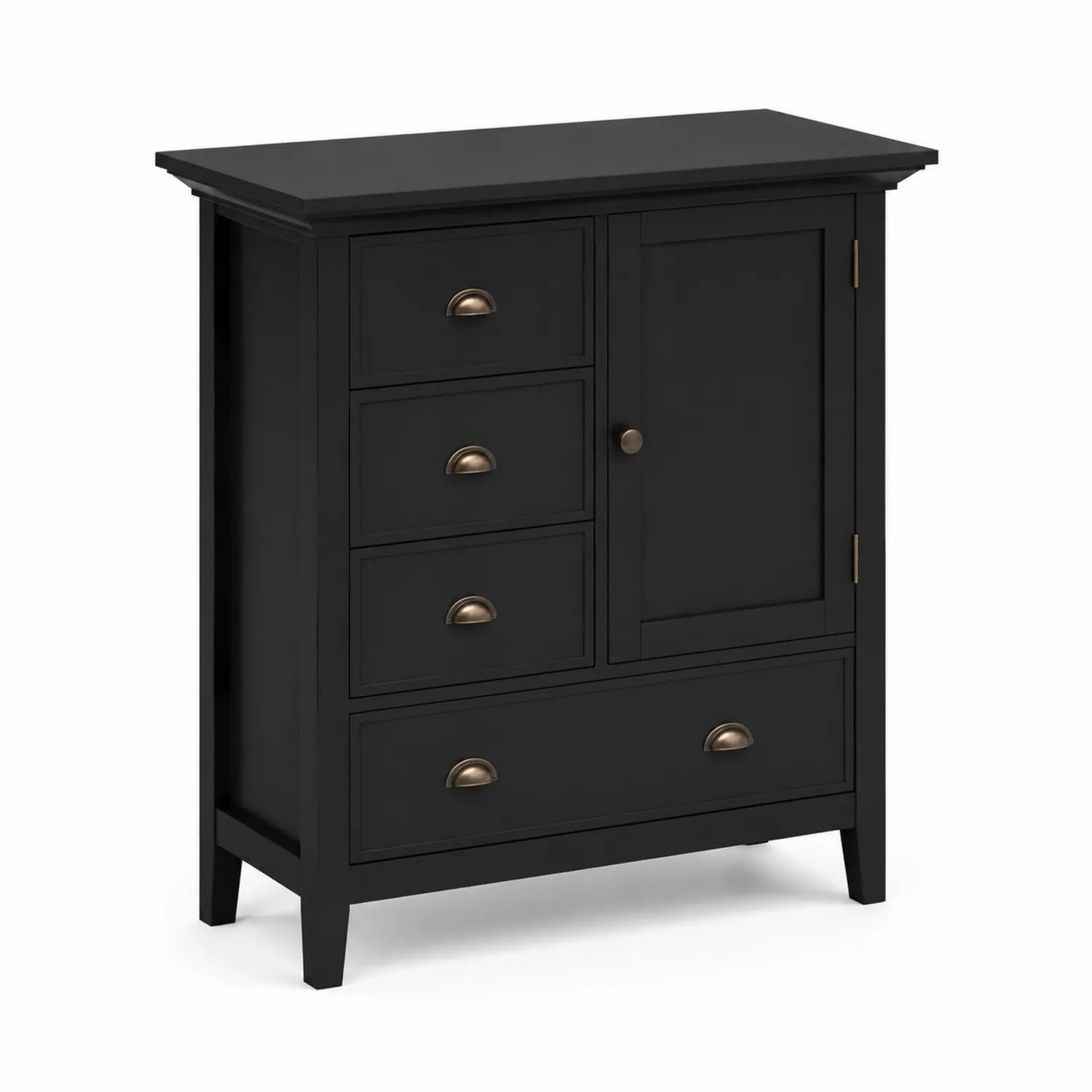 Buffet en Bois Noir avec 4 Tiroirs et 1 Porte