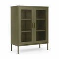 Armoire de rangement en métal avec portes grillagées vert olive