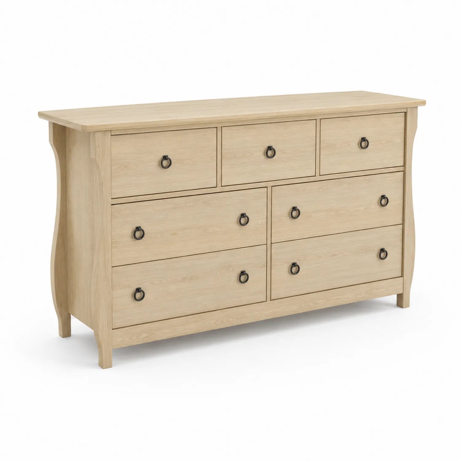 Commode en bois de chêne avec 7 tiroirs
