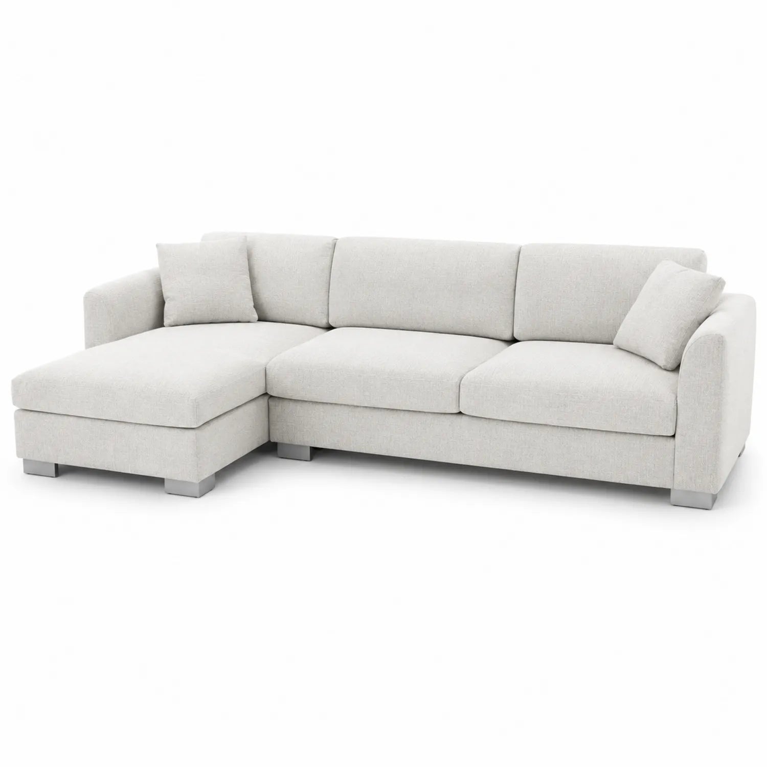 Canapé d'angle en polyester Gris clair avec méridienne réversible 280x160x85 cm